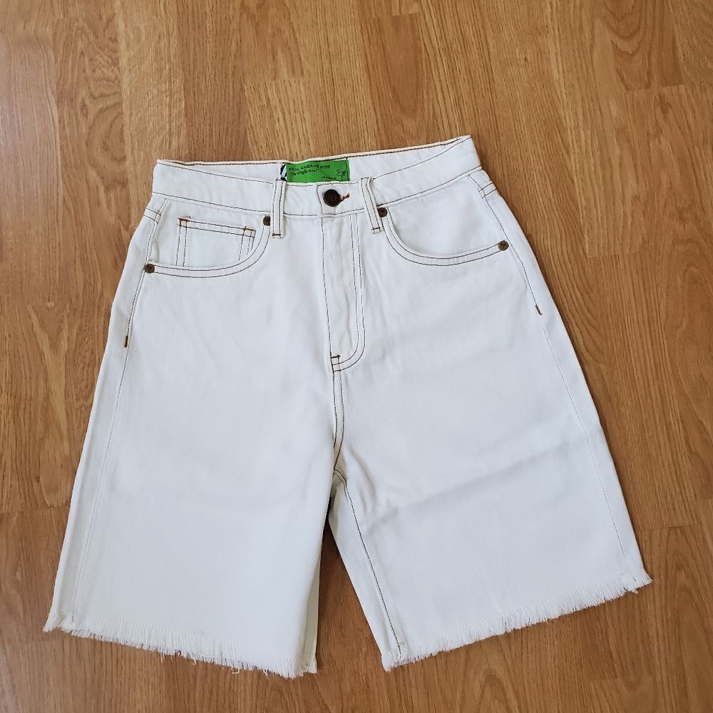 NEW! Free People X Sandrine Rose High Waist Frayed Hem Shorts - size 25 in White